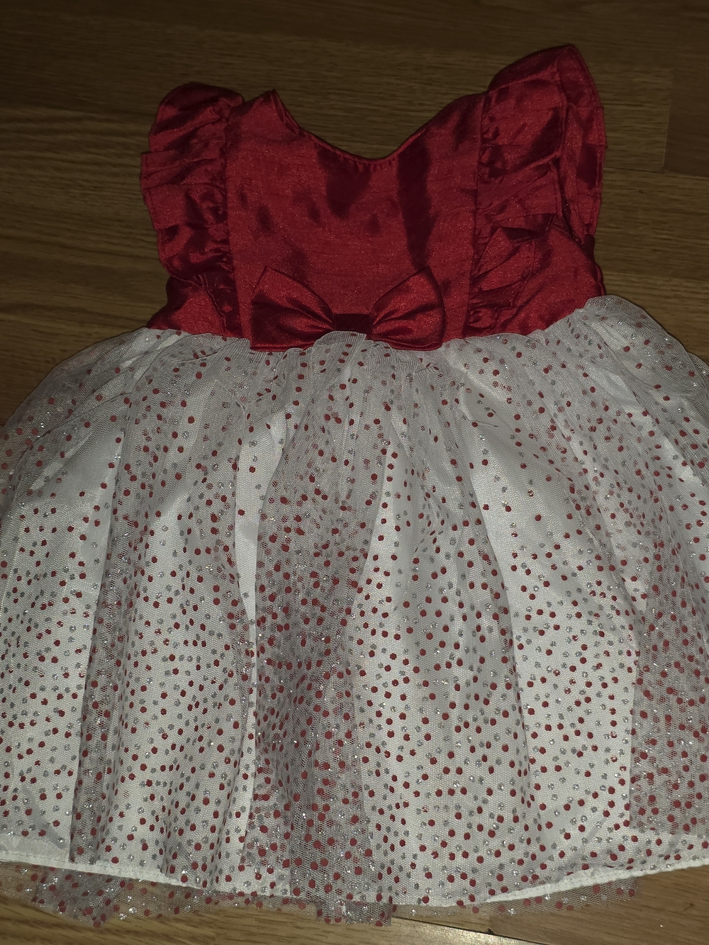 Mia & Mimi Girls Red and White Sparkle Tulle Party Dress - Picture 2 of 9